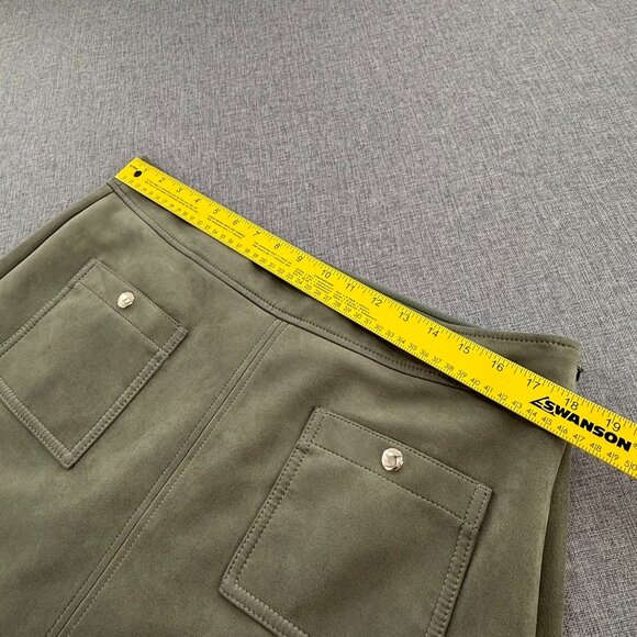 LOFT Suede Mini Skirt Olive Green Lined Size 14 Side Zipper Polyester & Spandex - Picture 8 of 12